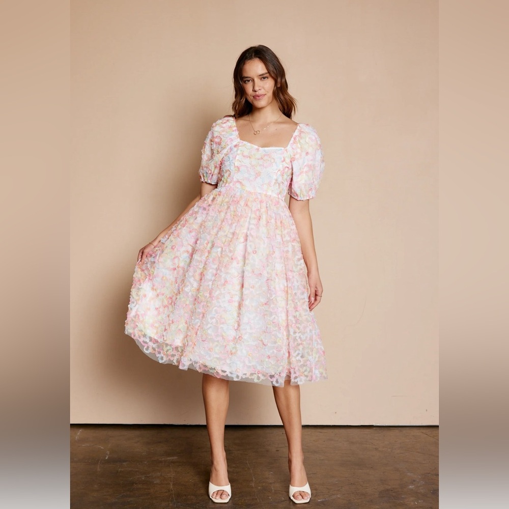 Gorgeous midi pink flowery dress-brand new with tags, never worn